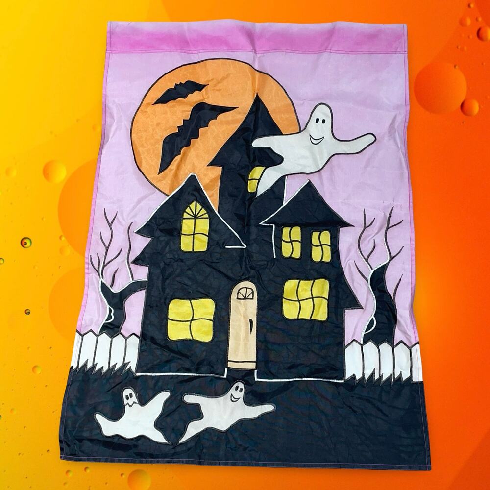 C&F Enterprises Halloween Haunted House Garden Flag 28x39 Large Banner Ghost